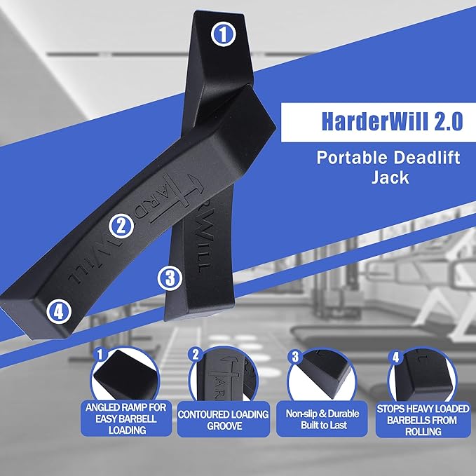 HarderWill Deadlift Jack Alternative (1 Pair) Easy to Load and Unload Weight Plates, Perfect for Deadlift, Crossfit, Powerlifting, Weightlifting, Home Gym for Your Gym Bag