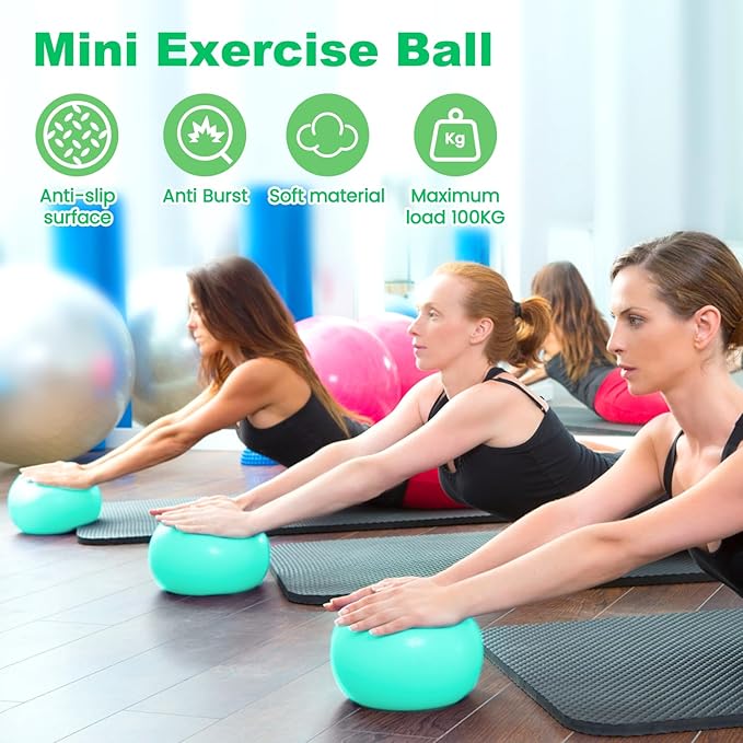 9 Inch Pilates Ball Small Exercise Ball, Workout Ball for Barre, Pilates, Yoga, Stability, Workout, Balance, Fitness at Gym Home Office