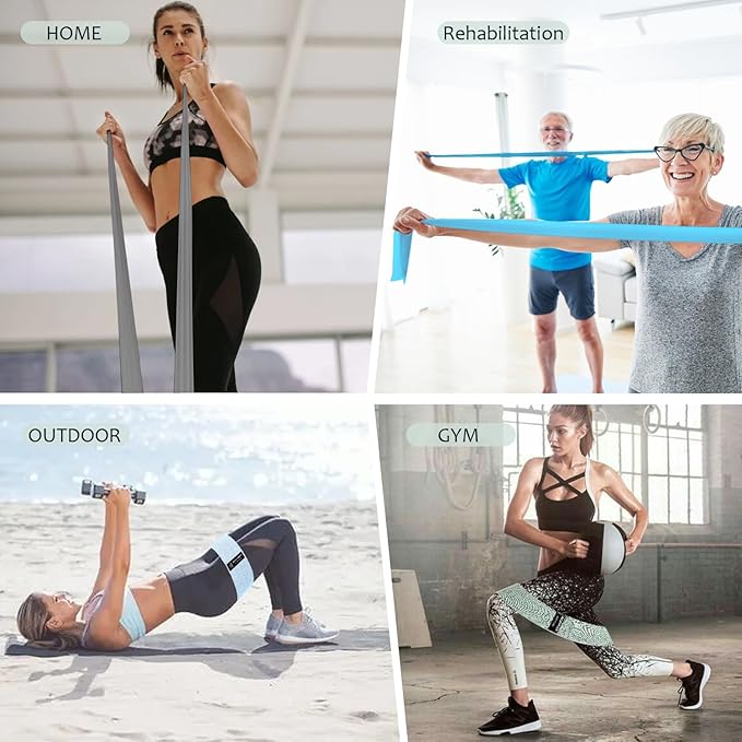HIMESPORNER Wide Fabric Resistance Bands for Working Out, 3 Level Non-Slip Exercise Booty Bands for Women & Men Leg and Glutes with Hair Ties and Tape Measure - for Home Gym Workout, Yoga, Pilates