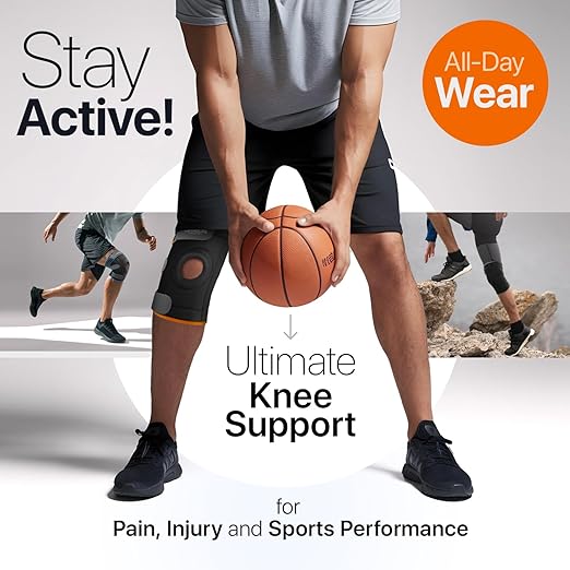 Knee Brace for Women and Men – Knee Compression Sleeve for Meniscus Tear, ACL, Arthritis Pain Relief, Patella Pad & Side Stabilizers – Please Check How To Size Video (Orange, XXL)