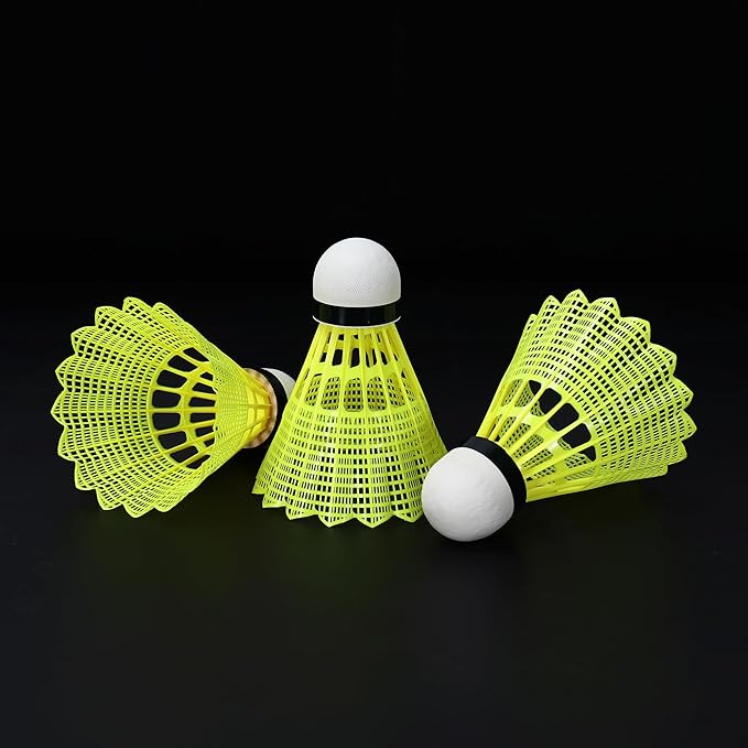 kunli Badminton Birdies 12 PCS, Nylon Badminton Shuttlecocks with Stability Durability for Baseball Batting Practice Training, Medium Or High Speed Birdie Balls