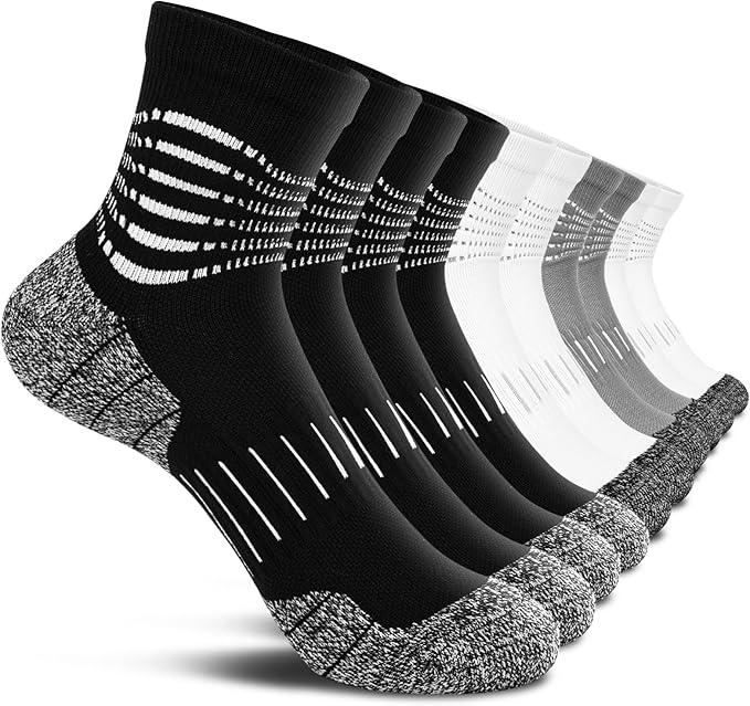 IRAMY Ankle Compression Socks for Men Athletic Running Socks with Cushioned Support 3/5 Pairs