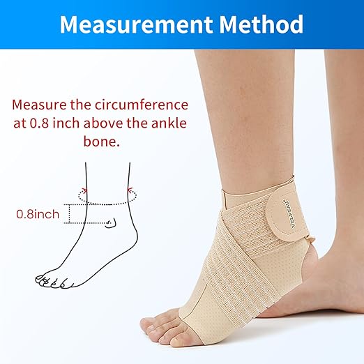 Velpeau Foot & Ankle Support Brace Compression Sleeve with Adjustable Strap, Elastic Wrap for Plantar Fasciitis, Achilles Tendonitis, Sprained, Sports Bandage Sock for Men & Women(Single, Khaki, M)