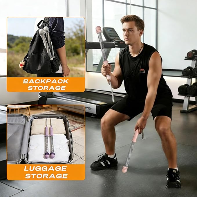 Adjustable Ropeless Battle Ropes for Home Gym, Portable and Quiet Training Rope for Men & Women, Variable Resistance System for Strength, Low Impact Cardio and HIIT Workouts (Black)