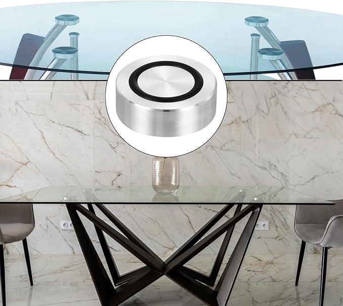 uxcell M8 Thread 35mm / 1.4" Dia 12mm Thick Aluminum Circle Disc Glass Top Adapter 4pcs Round Solid Table Feet Pad Plate Hardware with Anti-Slip Rubber Ring