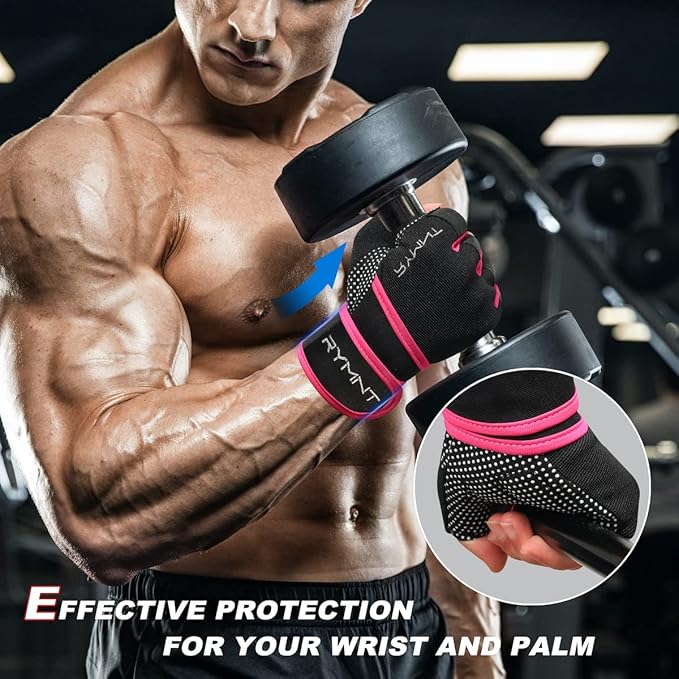Workout Gloves with Wrist Wrap Support, Weight Lifting Gloves with Full Palm Protection & Extra Grip for Men Women Gym Exercise, Fitness, Weightlifting, Pull ups
