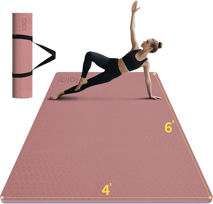 Large Yoga Mat (6'x 4') - Extra Long and Wide Workout Mat for Men and Women, Non-Slip POE 0.32''/0.4'' Thick Fitness Mat, Eco-Friendly Exercise Mat for Home Workouts, Ideal for Yoga and Pilates