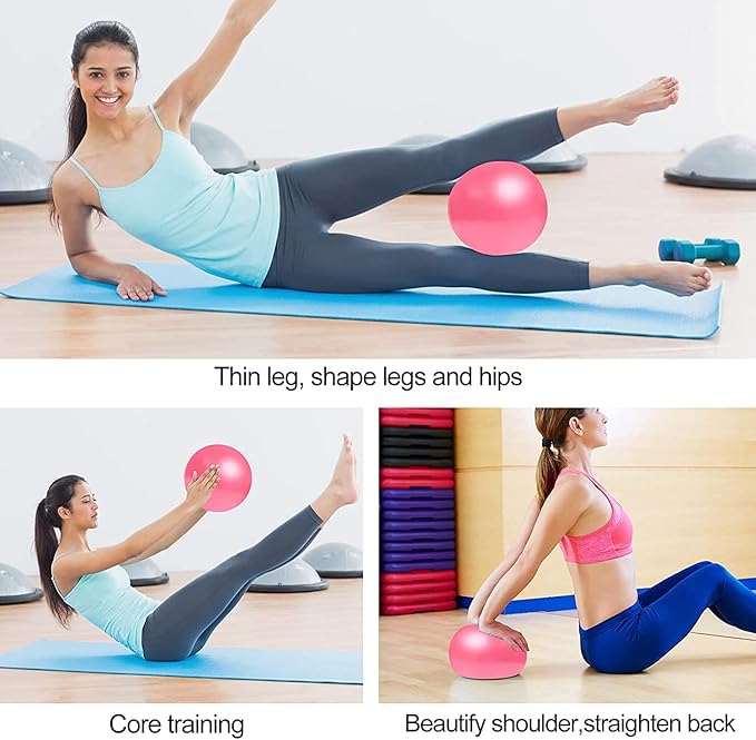 Small Exercise Ball Anti-Burst Non-Slip Stability 9 Inch with Inflatable Straw Mini Pilates Balls Ideal for Yoga Exercise Pilates Physical Therapy Stretching Core Fitness