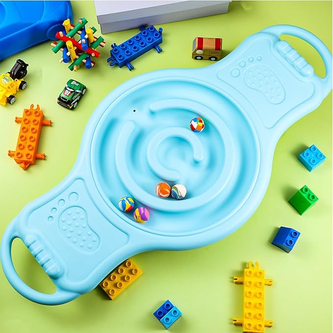 Seenelling Maze Balance Board for Kids Plastic Wobble Rocker Balance Board with Mini Balls Load 220lb Balance Game with Handles for Toddler Balancing Exercise Equipment Game, 24.5 x 11.8 Inch