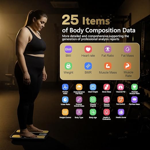 Professional Smart Scale for Body Weight, BMI, Body Fat, Muscle Mass, Highly Accurate 25 Body Composition Weighing Machine, Bathroom Digital Scale Large Display Sync with Fitness App, 402lb