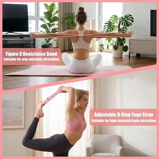 16 Pack Pilates Starter Kit for Women, Home Pilates Essentials Equipment Ring and Ball Set, Fabric Booty Bands, Guide, Pilates Workout Kit for Beginners at Gym Studio Travel