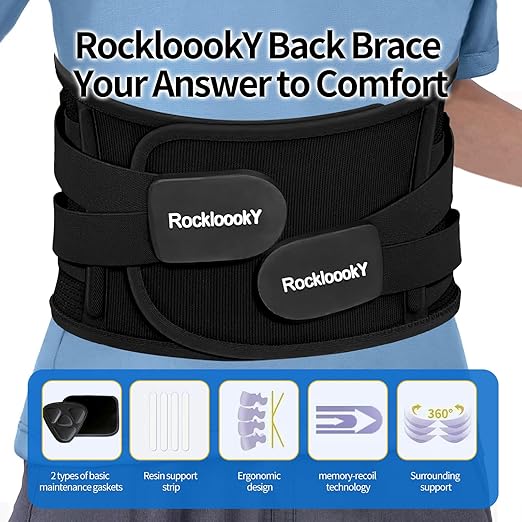 Lower Back Brace for Women Men, Adjustable Lumbar Support with 3D Pad, Breathable Ergonomic Support Belt with Metal Stays for Work, Lifting, Drive,Black,Size XXL,Waist 52"-62"