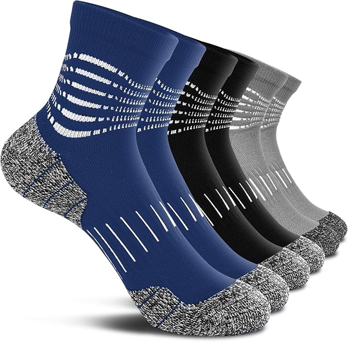 IRAMY Ankle Compression Socks for Men Athletic Running Socks with Cushioned Support 3/5 Pairs