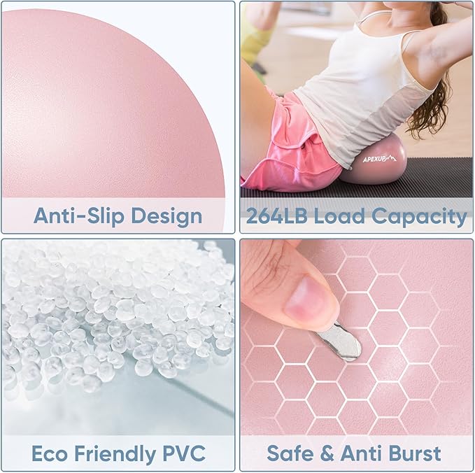 APEXUP 9 Inch Pilates Ball Small Exercise Ball for Yoga, Fitness, Balance, Core Workout, Physical Therapy