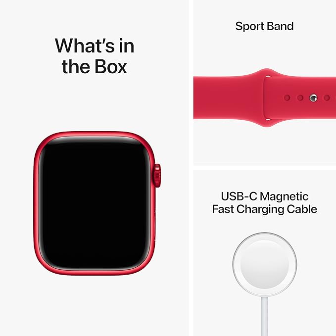 Apple Watch Series 8 [GPS + Cellular, 45mm] - (PRODUCT)Red Aluminum Case with Red Sport Band, S/M (Renewed)