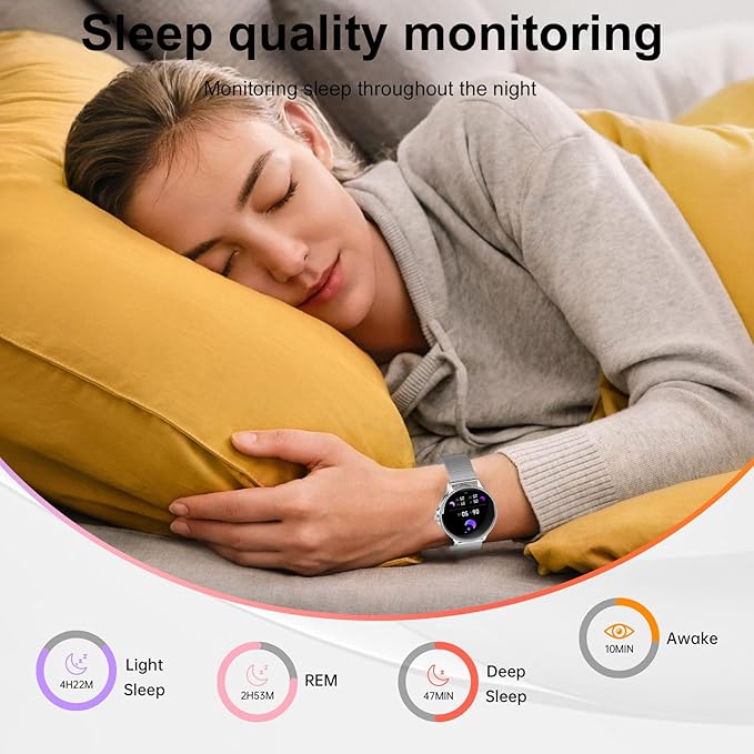 Smart Watch for Women, 1.32'' AMOLED Ultra-Clear Screen with Bluetooth Calls(Answer/Make) Activity Tracking/Heart Rate&Sleep Monitor, 120+ Sport Modes, IP68 Waterproof Fitness Watch for Android/iPhone