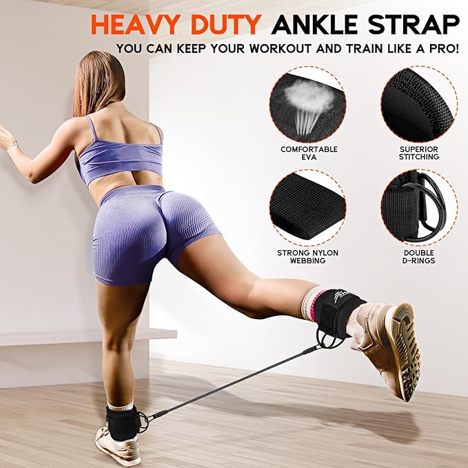 HPYGN Ankle Resistance Bands, Ankle Bands for Working Out with Cuffs, Resistance Bands for Leg Butt Training Workout Equipment for Kickbacks Hip Gluteus Training, Ankle Strap with Exercise Bands