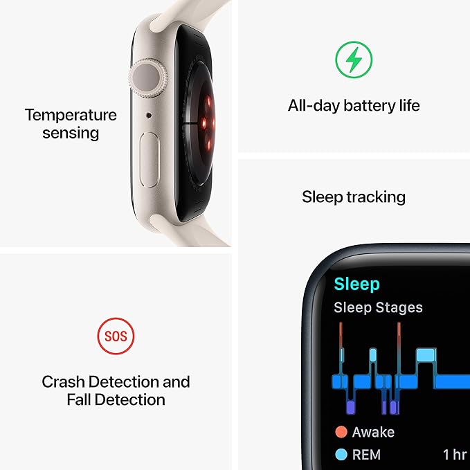 Apple Watch Series 8 [GPS, 45mm] - Red Aluminum Case with Red Sport Band, M/L (Renewed)