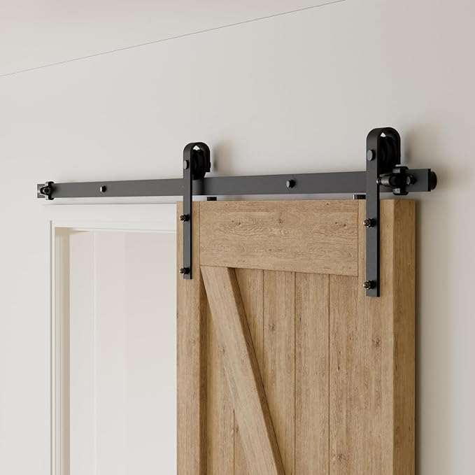CCJH 9FT Sliding Barn Door Hardware Kit Heavy Duty for Max 55'' Wide Single Wooden Door