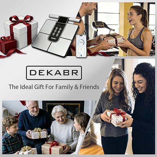 DEKABR Smart Scale for Body Weight, 8 Electrode Digital Bathroom Scale for Body Fat BMI Muscle Mass, 57 Body Composition with Voice Prompt, TFT LCD on Retractable Handle for Home & Gym