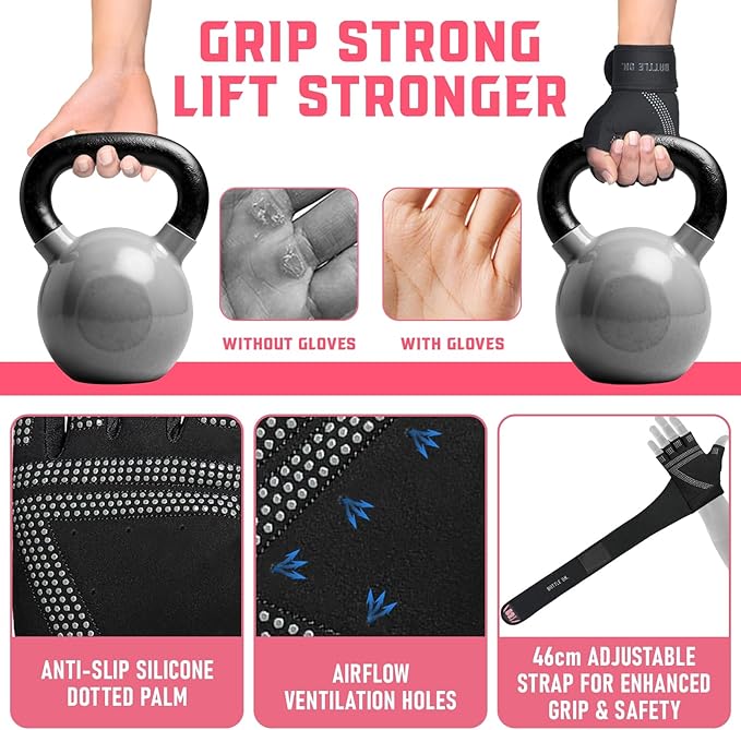 Stealth Sports Weight Lifting Gloves with Wrist Wrap Support Padded Palm Protection Exercise Gym Workout Gloves Men & Women Training Fitness Weightlifting Bodybuilding,E9