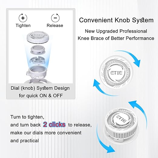 Kuangmi Knob Knee Brace for Pain Relief, Knee Support with Patella Gel Pad & Side Stabilizers, Compression Knee Sleeve for Workout, Arthritis, Joint Pain, Meniscus Tear (White,Right,Large,Single)