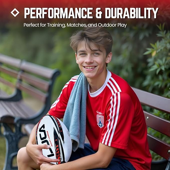 LUCA Rugby Ball Youth and Adult Sizes 3, 4 & 5 - Hand Stitched Super Grip Training Ball - Durable 3-Ply Waterproof Surface for College & Club Practice