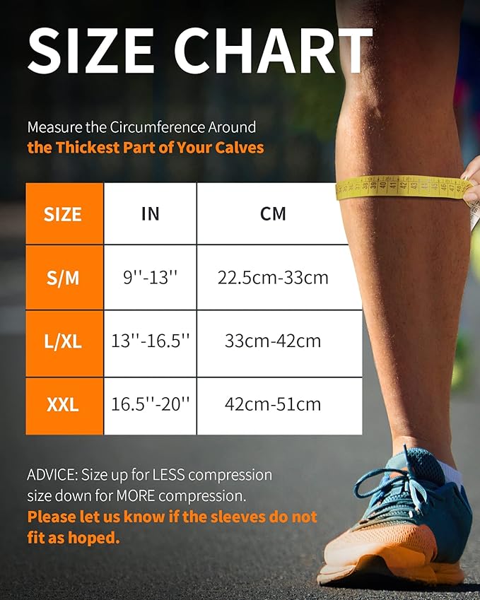 CAMBIVO 3-Pair Calf Compression Sleeves for Men & Women – Footless Socks for Shin Splints & Leg Pain Relief, 1 Pair Available