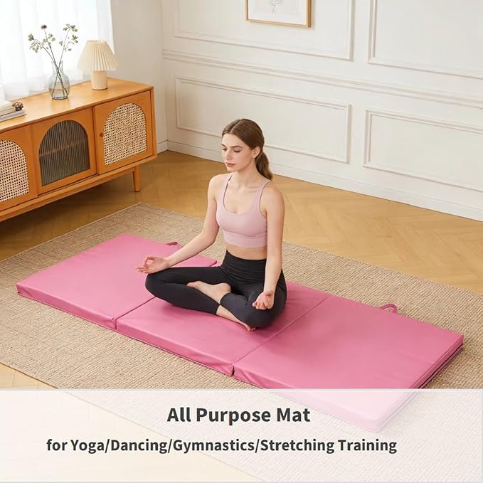 ZENY 2’’ Thick Tri-fold Folding Gym Exercise Mat Extra Thick Gymnastics Mat Tumbling Mat with Carrying Handles for Home Workout, Core Workouts, Stretching, MMA, Yoga