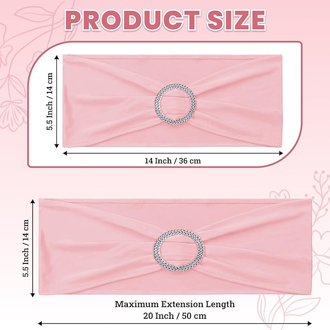 VDS - Dusty Rose | Spandex Chair Sashes Bows | 300 PCS | Stretch Elastic Banquet Universal Folding Chair Band Tie with Silver Buckle Slider for Wedding Party Conference Celebration Event Decoration