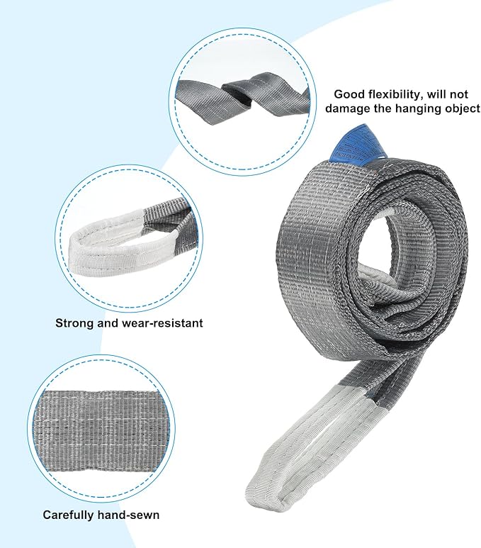 PATIKIL Lifting Slings Straps, 1 Pcs Polyester 9ft Heavy Web Slings Duty Flat Lifting Belts Pull Lifting Straps Slings Mount(8818lbs), Grey