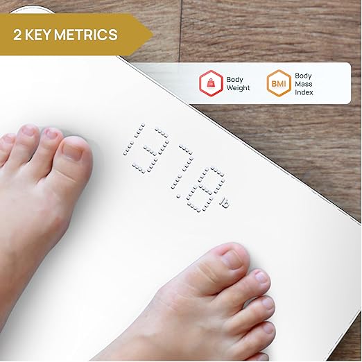 INEVIFIT Smart Bathroom Scale, Highly Accurate Bluetooth Digital Bathroom Body Weight Scale, Precisely Measures Weight & BMI for Unlimited Users (S-White)