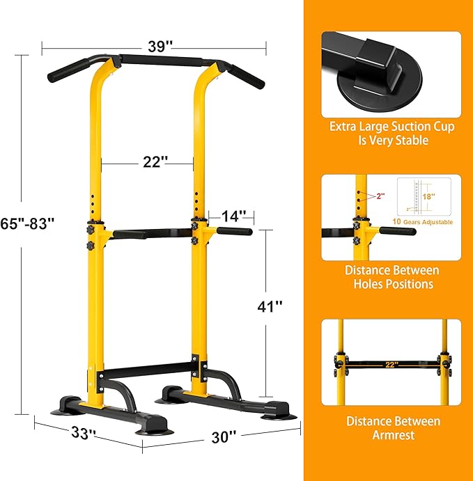 DlandHome Power Tower Pull Up Dip Station Multi-Function Fitness Equipment for Strength Training Adjustable Height Dip Stand for Home Gym