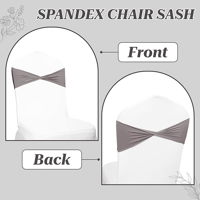 VDS Pack of 200 PCS | Silver Grey | Spandex Chair Sashes Bows Without Buckle | Stretch Elastic Banquet Universal Folding Chair Band Tie with for Wedding Party Conference Celebration Event Decoration