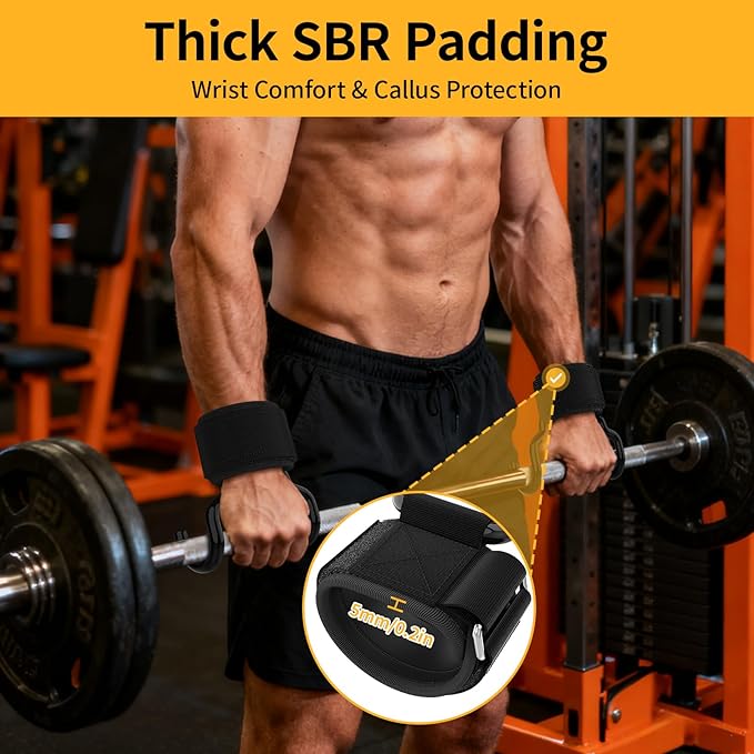 GPANDAG [Upgraded Wider] Weight Lifting Hooks and Lifting Grips for Men and Women(2 Pair), Lifting Straps Gym Grip for Weightlifting, Deadlifts, Pull-Ups, Strength Training, Wrist Wraps Hooks for Seniors