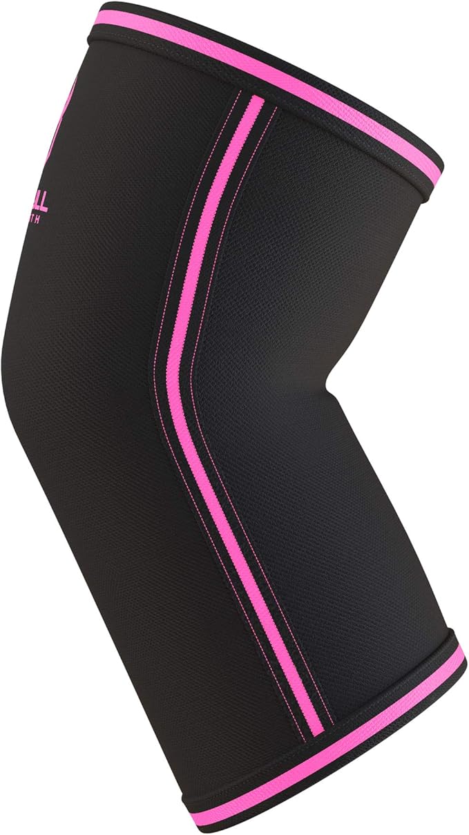 Elbow Sleeves 5mm (1 Pair) - High Performance Elbow Sleeve Support for Weightlifting, Weight Training & Powerlifting - Best Compression Straps - for Men and Women (X-Small, Black/Pink)