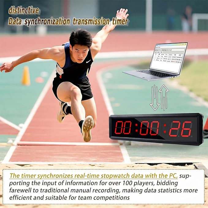 Independent Button Type 1.5-inch Fitness Room Rest Timer, Suitable for Gym Exercise/School/Home Exercise/Boxing Gym/Indoor Rock Climbing (1.8-inch Data PC Transmission Mode)