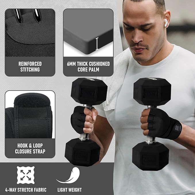 Stealth Sports Weight Lifting Gloves with Wrist Wrap Support Padded Palm Protection Exercise Gym Workout Gloves Men & Women Training Fitness Weightlifting Bodybuilding,E9