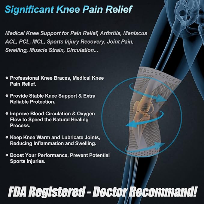 NEENCA Plus Size Knee Brace for Knee Pain, Knee Support with Side Stabilizers & Patella Gel Pad, Knee Compression Sleeve for Meniscus Tear, Arthritis Joint Pain Relief, ACL, PCL, All Sports. Plus Size