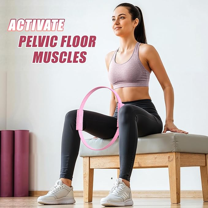 ALongSong Pilates Kit for Women, 13.7in Silicone Pilates Ring with 5 Resistance Bands, 1 Yoga Ball, 1 Yoga Block, 2 Core Sliders, Video Guide for Full Body Home Workouts