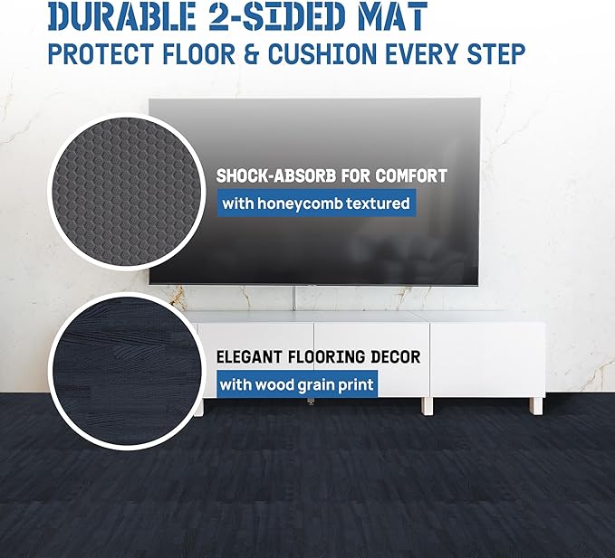 Yes4All EVA Interlocking Mats, Puzzle Floor Tiles, Foam Floor Padding with Border for Furniture, Home Space, Living Room, Garage