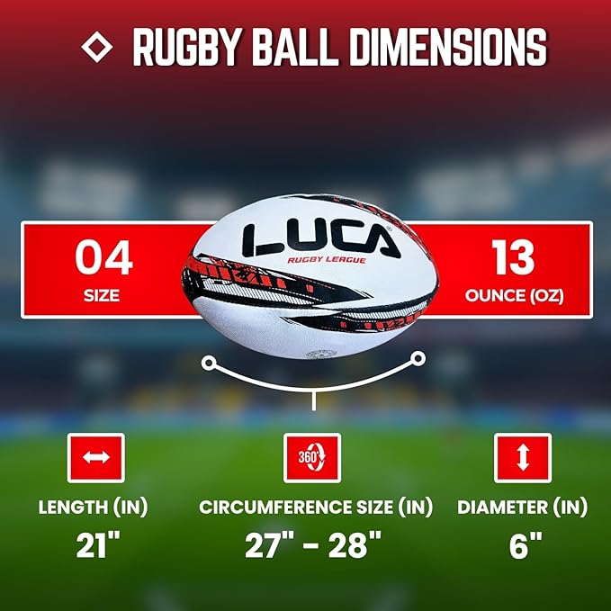 LUCA Rugby Ball Youth and Adult Sizes 3, 4 & 5 - Hand Stitched Super Grip Training Ball - Durable 3-Ply Waterproof Surface for College & Club Practice