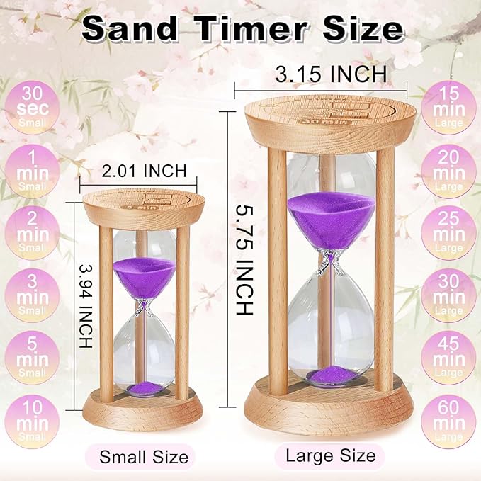 Sand Timer 1 Minute,1 Min Wooden Hourglass, Small Bamboo Sand Clock, Reloj De Arena, Hour Glass Sandglass for Home, Office, Decorative, Game, Classroom