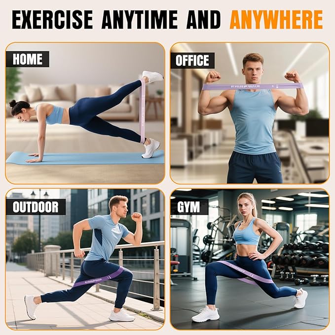 Resistance Bands for Working Out, Exercise Bands Resistance Bands Set with 5 Resistance Levels, Latex Loop Bands for Women Men, Workout Bands for Legs, Glutes, Strength Training, Yoga, Home Gym