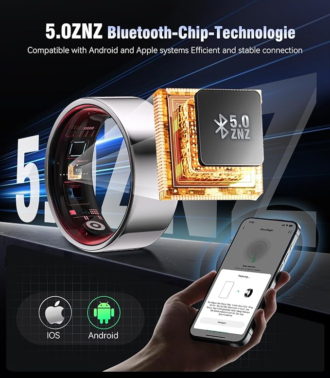 8.0 Smart Ring and Charging Case【Industry First – 0 Measurement Error】【IP68 Waterproof】 2025 Smart Ring for Women & Men for Sleep Tracking Wearable Device,Fitness Ring Silver 11#