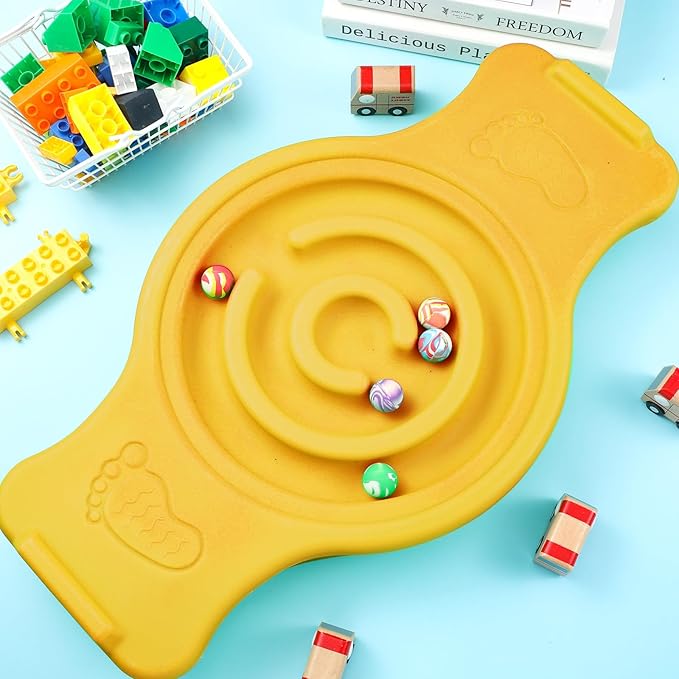 Seenelling Maze Balance Board for Kids Plastic Wobble Rocker Balance Board with Mini Balls Load 220lb Balance Game with Handles for Toddler Balancing Exercise Equipment Game, 24.5 x 11.8 Inch