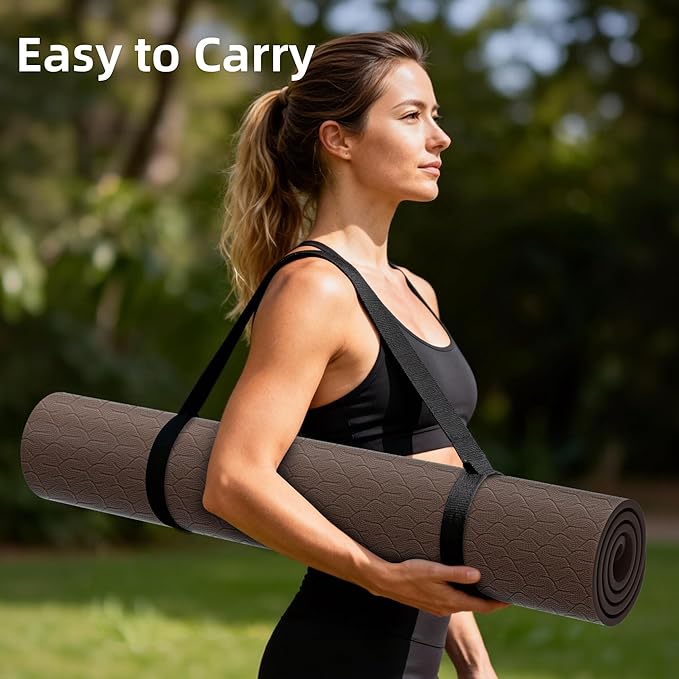 Large Yoga Mat, 72"x40"x0.4"Thick, Extra Wide Exercise Mat, Oversized Non Slip Workout Mat with Strap for Yoga, Pilates, Fitness, Home Gym Studio