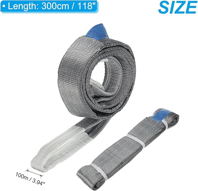 PATIKIL Lifting Slings Straps, 1 Pcs Polyester 9ft Heavy Web Slings Duty Flat Lifting Belts Pull Lifting Straps Slings Mount(8818lbs), Grey