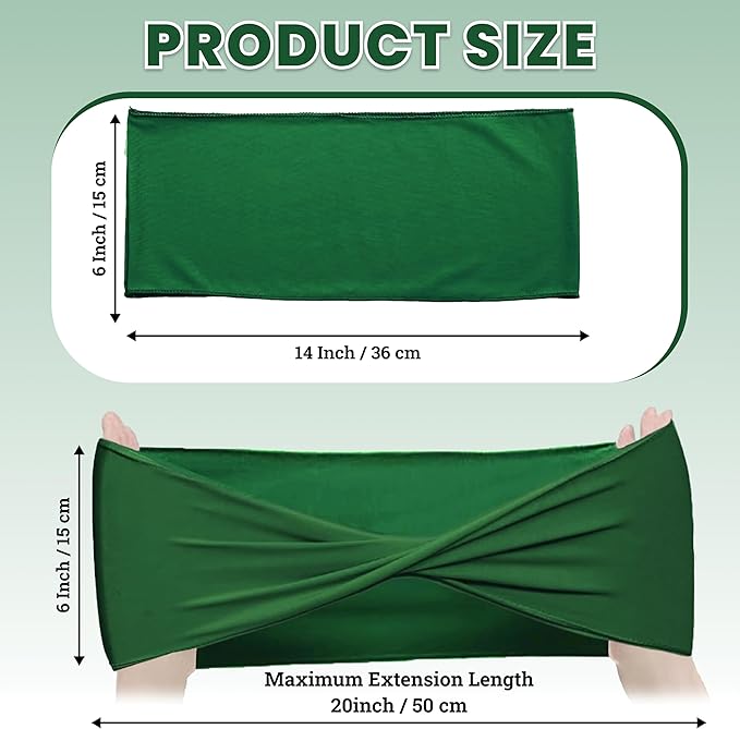 VDS Pack of 150 PCS | Green | Spandex Chair Sashes Bows Without Buckle | Stretch Elastic Banquet Universal Folding Chair Band Tie with for Wedding Party Conference Celebration Event Decoration