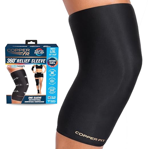 Copper Fit 360 Freeze Compression Sleeve – Cold/Hot Therapy - Flexible 360 Coverage for Knee, Elbow, Ankle, Wrist, Hamstring and Calf (XX-Large)